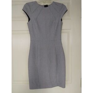 H&M Grey Houndstooth  Fitted Sheath Size 2 round neck cap sleeve
